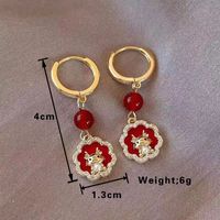 1 Pair Cartoon Style Shiny Dragon Epoxy Plating Inlay Alloy Pearl Gold Plated Drop Earrings main image 2