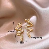 1 Pair Romantic Simple Style Dragon Plating Inlay Alloy Rhinestones Gold Plated Silver Plated Ear Studs main image 2