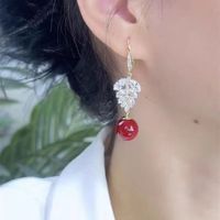 1 Pair Sweet Maple Leaf Plating Inlay Alloy Artificial Pearls Zircon Gold Plated Drop Earrings main image 1