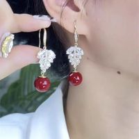 1 Pair Sweet Maple Leaf Plating Inlay Alloy Artificial Pearls Zircon Gold Plated Drop Earrings main image 5