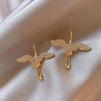 1 Pair Simple Style Shiny Bird Plating Inlay Alloy Rhinestones Gold Plated Ear Studs main image 5