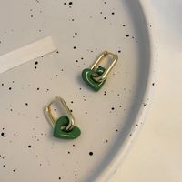 1 Paar Klassischer Stil Herzform Emaille Überzug Kupfer Ohrringe main image 4
