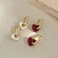 1 Paar Klassischer Stil Herzform Emaille Überzug Kupfer Ohrringe main image 10