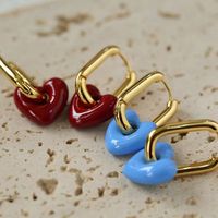 1 Pair Classic Style Heart Shape Enamel Plating Copper Earrings main image 8