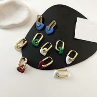 1 Pair Classic Style Heart Shape Enamel Plating Copper Earrings main image 11