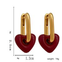 1 Paar Klassischer Stil Herzform Emaille Überzug Kupfer Ohrringe main image 2