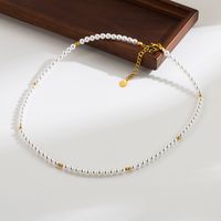 Elegant Classic Style Round Stainless Steel Shell Pearls Beaded Plating 18k Gold Plated Women's Bracelets Necklace main image 4