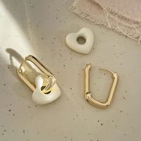 1 Pair Classic Style Heart Shape Enamel Plating Copper Earrings sku image 2