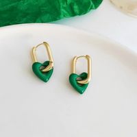 1 Pair Classic Style Heart Shape Enamel Plating Copper Earrings sku image 3
