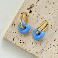 1 Pair Classic Style Heart Shape Enamel Plating Copper Earrings sku image 4