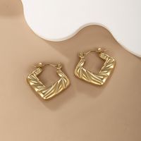 1 Pair Retro XUPING Geometric Plating 304 Stainless Steel 18K Gold Plated Raw Steel Earrings main image 5
