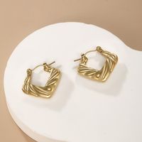 1 Pair Retro XUPING Geometric Plating 304 Stainless Steel 18K Gold Plated Raw Steel Earrings main image 4