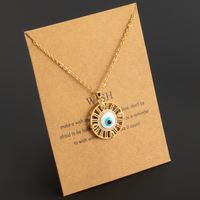 Wholesale Simple Style Devil's Eye Stainless Steel Copper Plating Inlay 18K Gold Plated Zircon Pendant Necklace sku image 4