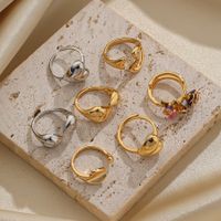 Romantic Geometric Heart Shape Flower Copper Plating 18k Gold Plated Silver Plated Open Rings main image 1