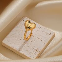 Romantisch Geometrisch Herzform Blume Kupfer Überzug 18 Karat Vergoldet Versilbert Offener Ring main image 8