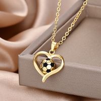 Simple Style Heart Shape Football Sterling Silver Plating Gold Plated Silver Plated Pendant Necklace main image 7