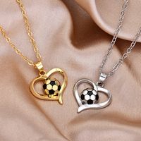 Simple Style Heart Shape Football Sterling Silver Plating Gold Plated Silver Plated Pendant Necklace main image 1