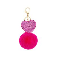 Cute Heart Shape Plush Korean Velvet Epoxy Inlay Rhinestones Bag Pendant Keychain main image 5