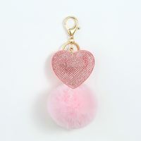 Cute Heart Shape Plush Korean Velvet Epoxy Inlay Rhinestones Bag Pendant Keychain sku image 1