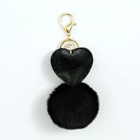 Cute Heart Shape Plush Korean Velvet Epoxy Inlay Rhinestones Bag Pendant Keychain sku image 2