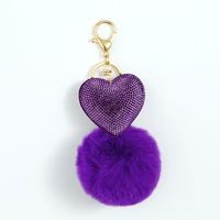 Cute Heart Shape Plush Korean Velvet Epoxy Inlay Rhinestones Bag Pendant Keychain sku image 3