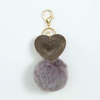 Cute Heart Shape Plush Korean Velvet Epoxy Inlay Rhinestones Bag Pendant Keychain sku image 5