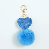 Cute Heart Shape Plush Korean Velvet Epoxy Inlay Rhinestones Bag Pendant Keychain sku image 6