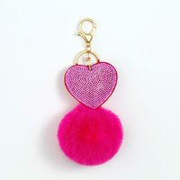 Cute Heart Shape Plush Korean Velvet Epoxy Inlay Rhinestones Bag Pendant Keychain sku image 7