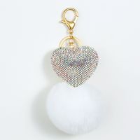 Lindo Forma De Corazón Felpa Terciopelo Coreano Epoxy Embutido Diamantes De Imitación Colgante De Bolsa Llaveros sku image 8