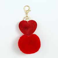 Cute Heart Shape Plush Korean Velvet Epoxy Inlay Rhinestones Bag Pendant Keychain sku image 9