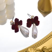 1 Pair Elegant Romantic Bow Knot Arylic Flocking Drop Earrings main image 4