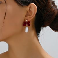1 Pair Elegant Romantic Bow Knot Arylic Flocking Drop Earrings main image 3