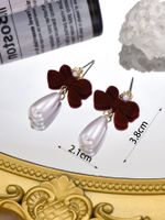 1 Pair Elegant Romantic Bow Knot Arylic Flocking Drop Earrings main image 2