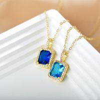 Glam Shiny Square Copper Plating Inlay Zircon Pendant Necklace main image 9