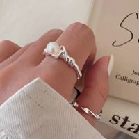 Wholesale Simple Style Solid Color Copper Plating Inlay Pearl Open Rings main image 6