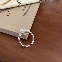Großhandel Einfacher Stil Einfarbig Kupfer Überzug Inlay Perle Offener Ring main image 1
