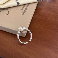 Großhandel Einfacher Stil Einfarbig Kupfer Überzug Inlay Perle Offener Ring sku image 1