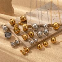 Ig-stil Einfacher Stil Runden Rostfreier Stahl Überzug 18 Karat Vergoldet Ohrringe Halskette main image 1