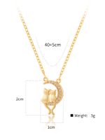 Cute Simple Style Moon Cat Rhombus Copper Plating Inlay Zircon 18k Gold Plated Pendant Necklace main image 3