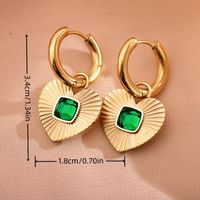 1 Pair Retro Classic Style Sector Heart Shape Plating Inlay Stainless Steel Zircon Drop Earrings main image 2