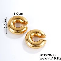 1 Pair Simple Style Classic Style C Shape Plating 304 Stainless Steel Gold Plated Ear Cuffs main image 2