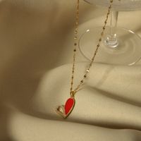 Elegant Romantic Heart Shape Titanium Steel Copper Plating Inlay Shell Zircon 18k Gold Plated Pendant Necklace main image 3