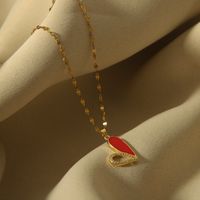 Elegant Romantisch Herzform Titan Stahl Kupfer Überzug Inlay Hülse Zirkon 18 Karat Vergoldet Halskette Mit Anhänger sku image 1