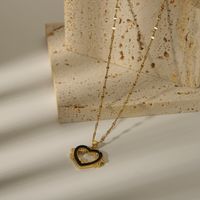 Elegant Simple Style Heart Shape Titanium Steel Copper Enamel Plating Inlay Zircon 18k Gold Plated Pendant Necklace main image 4