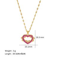 Elegant Simple Style Heart Shape Titanium Steel Copper Enamel Plating Inlay Zircon 18k Gold Plated Pendant Necklace main image 2