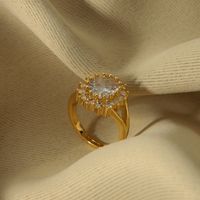 Glam Shiny Geometric Copper Plating Inlay Zircon 18k Gold Plated Open Rings main image 4