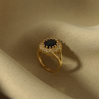 Glam Shiny Geometric Copper Plating Inlay Zircon 18k Gold Plated Open Rings main image 7