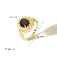 Glam Shiny Geometric Copper Plating Inlay Zircon 18k Gold Plated Open Rings main image 2