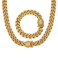 Elegant Formal Simple Style Round Titanium Steel Plating Inlay Zircon 18k Gold Plated Bracelets Necklace main image 6