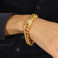 Elegant Formal Simple Style Round Titanium Steel Plating Inlay Zircon 18k Gold Plated Bracelets Necklace sku image 1